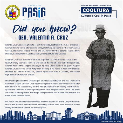 Valentin A. Cruz (Revolutionary Hero of Pasig; 1870 .